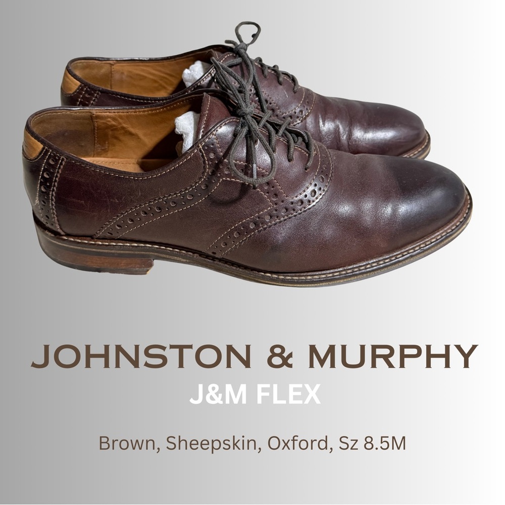 Johnston & Murphy Dark Brown Sheepskin Oxfords - 8.5M